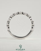 Kynora CJ round marquise wedding band with shared prong accent stones, elegant and sparkling jewelry for special occasions.