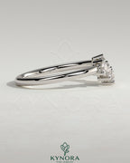 Kynora CJ round accent wedding band with curved design and embedded accent stones, elegant and polished jewelry for special occasions.