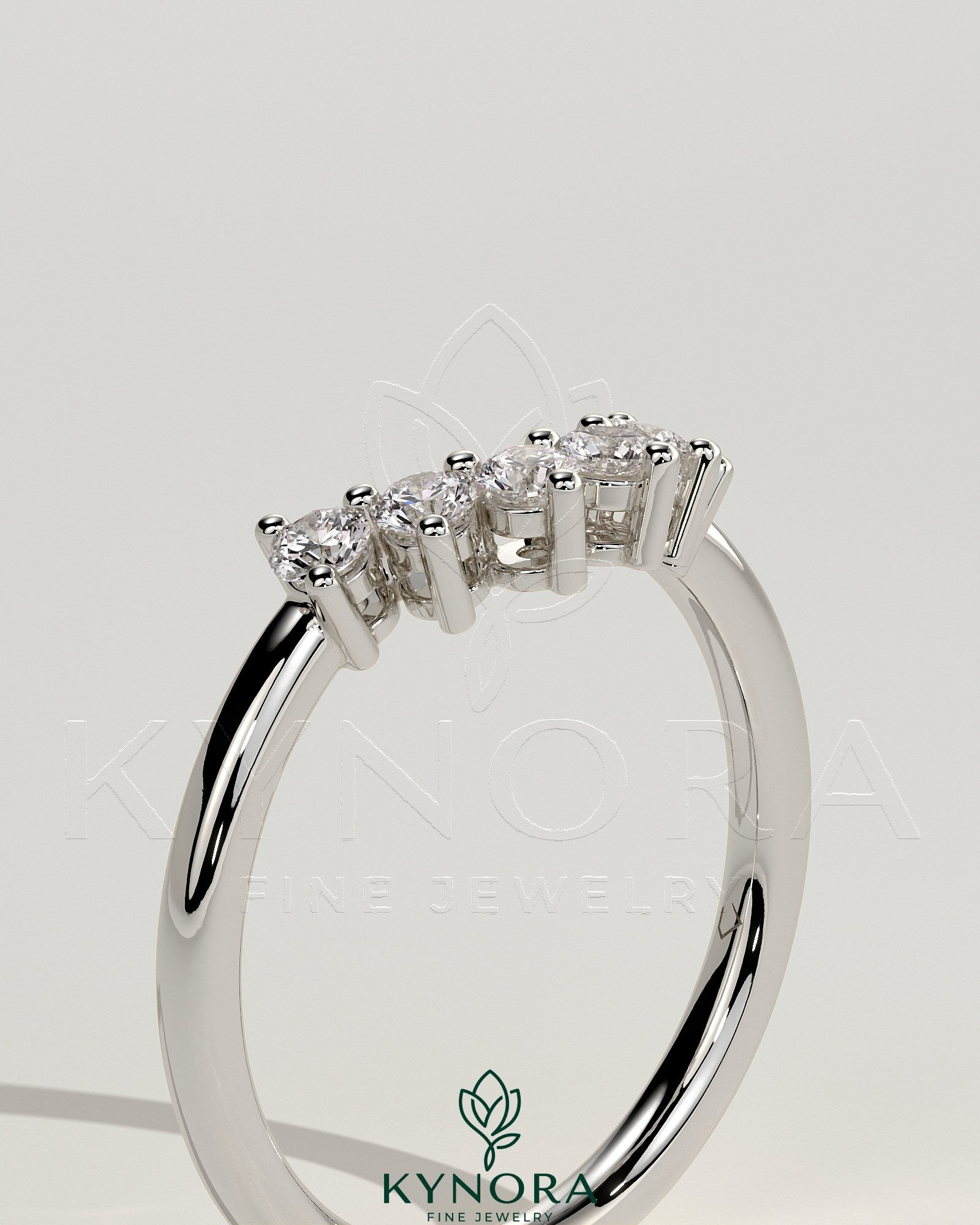 Round Round Accent Stone with Curved Band Wedding Ring Immagine secondaria del prodotto