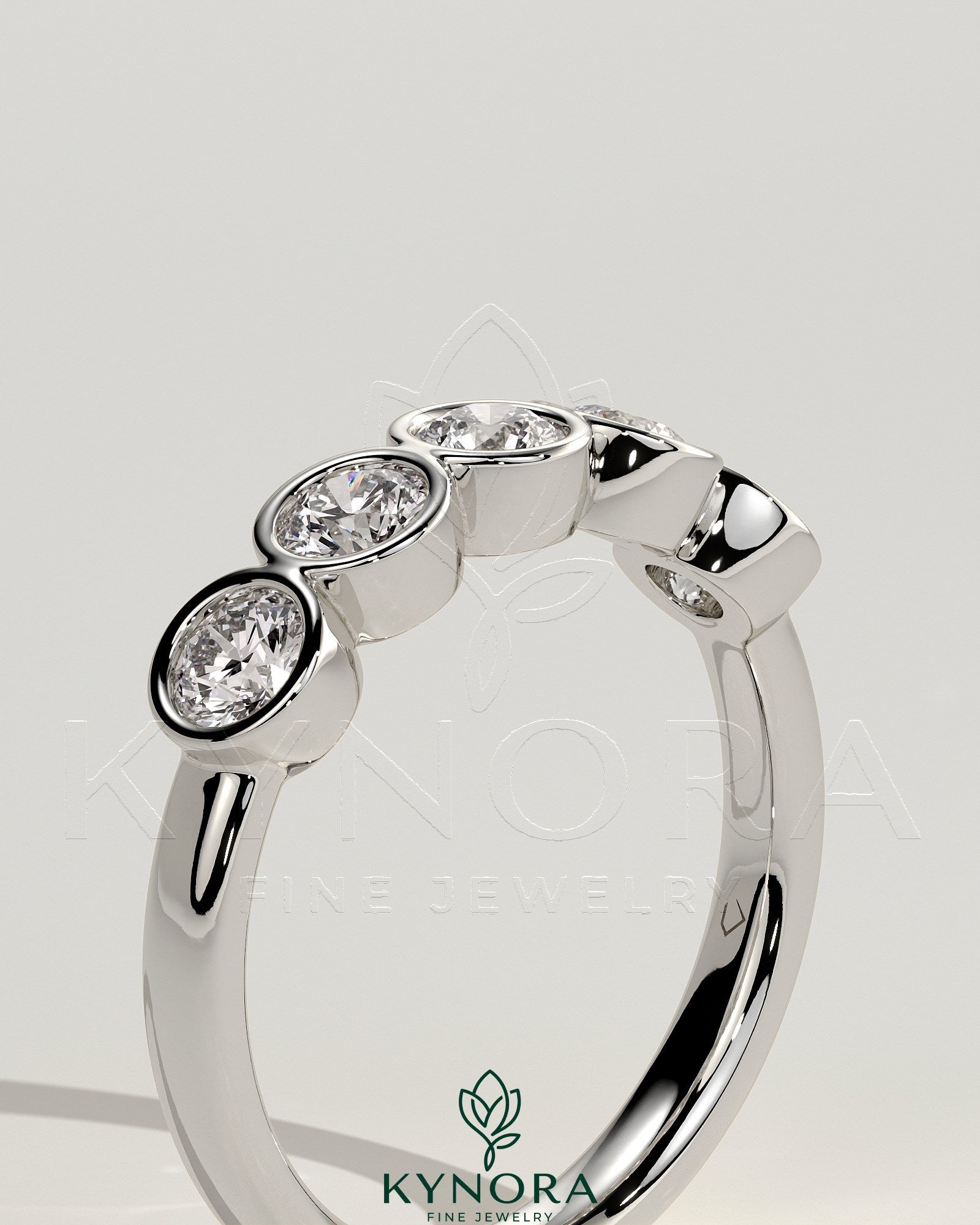 Round Round Bezel Set Wedding Ring Imagen secundaria del producto