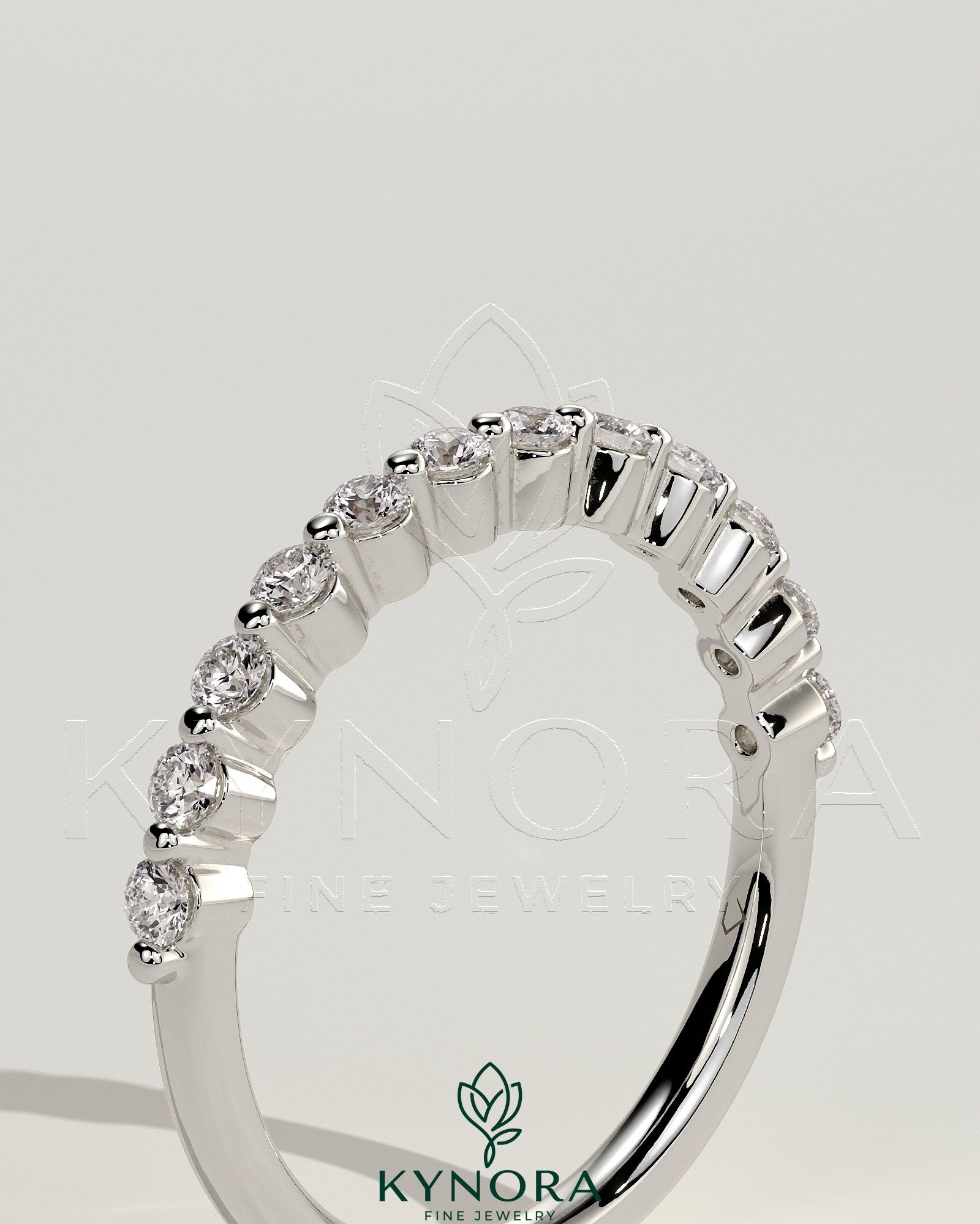 Round Shared Prong Accent Stone Wedding Ring Secondary image