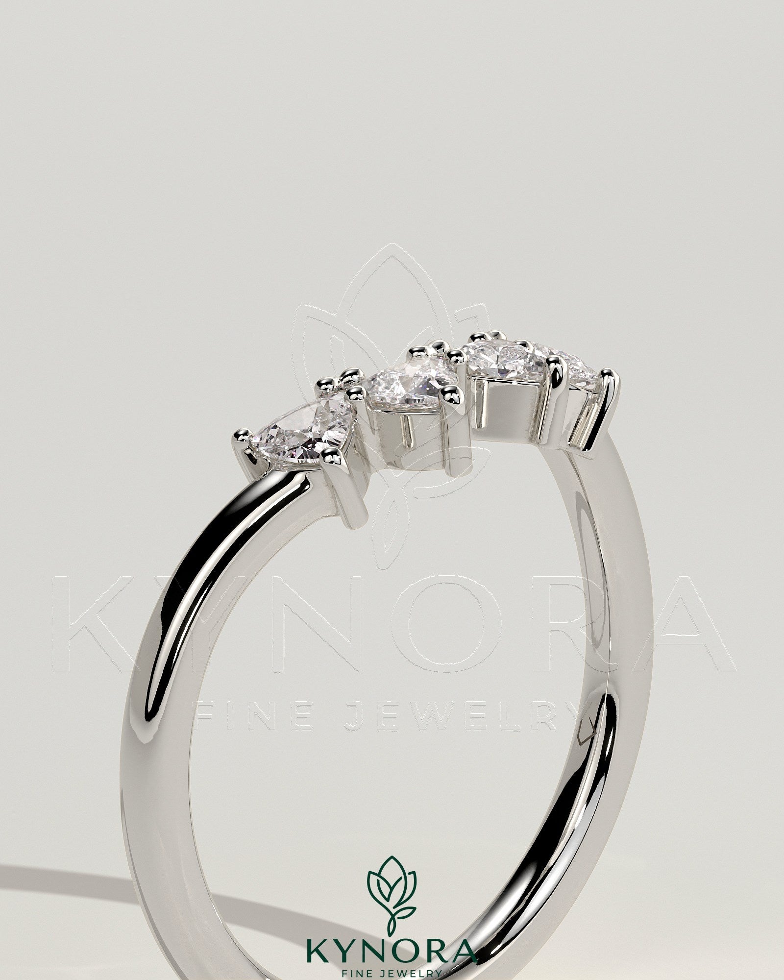 Trillion Trillion Accent Stone with Curved Band Wedding Ring Imagen secundaria del producto