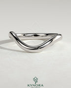 Kynora CJ Wave Band Wedding Ring with sleek, polished design, crafted for elegant wedding jewelry.