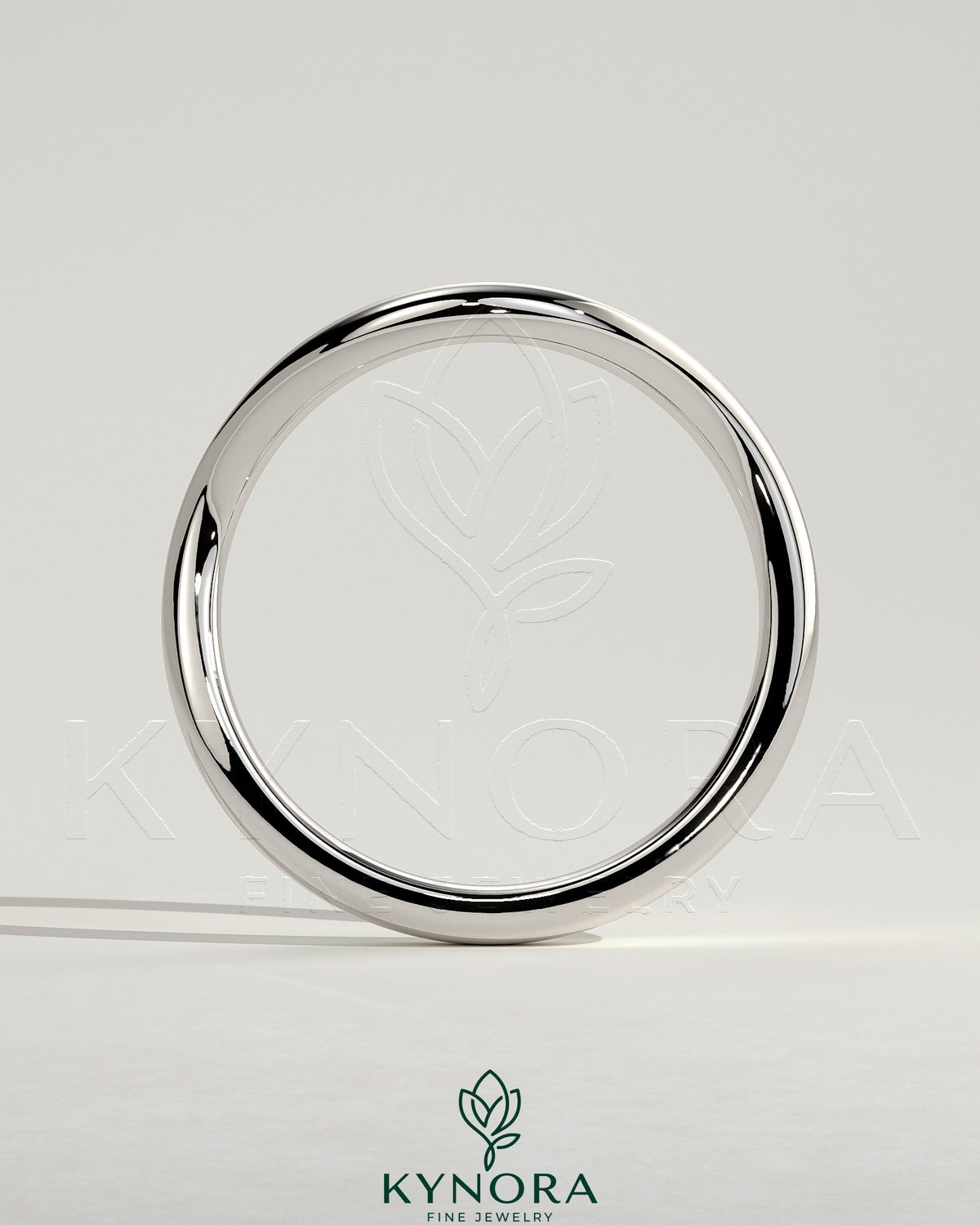 Elegant Kynora CJ Wave Band wedding ring with sleek design and polished finish, showcasing its modern style and craftsmanship.