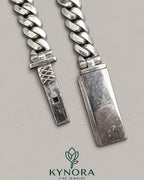 10 mm plain Cuban link chain necklace in 10K white gold, hiphop style by Kynora Jewels, featuring a sleek, polished finish.