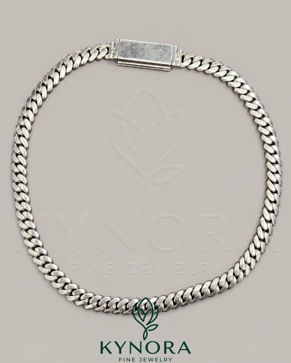 10 MM Plain Cuban Link Chain 10KT White Gold necklace Imagen secundaria del producto
