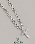 Sterling silver Cuban link chain and pendant set with 10mm VVS Moissanite diamonds by Kynora Jewels, hiphop jewelry style.
