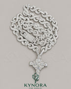 Kynora Jewels 10mm VVS Moissanite diamond Cuban link chain and pendant set in 925 sterling silver, hip hop jewelry style