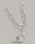 Sterling silver Cuban link chain and pendant set with 10mm VVS moissanite diamonds, hiphop style jewelry by Kynora Jewels.