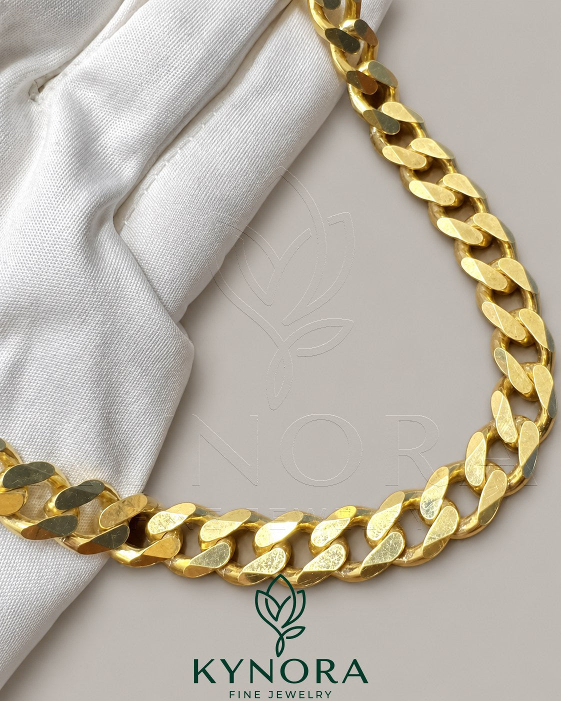 Kynora Jewels 18-inch 10mm silver Miami Cuban chain with moissanite accents and customized clasp, sterling silver hip-hop jewelry