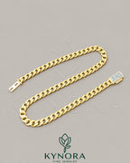 18-inch Kynora Jewels 10mm Moissanite Miami Cuban chain, 925 silver hip-hop chain with customized clasp, plain silver finish.