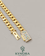 10mm customized Moissanite Miami Cuban chain by Kynora Jewels, 18-inch 925 sterling silver hip-hop chain with plain design.