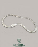 Sterling silver Cuban link chain with 10mm VVS moissanite stones, stylish hip-hop jewelry from Kynora Jewels
