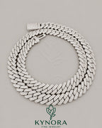 10mm VVS Moissanite sterling silver Cuban link chain from Kynora Jewels, showcasing a bold, shiny hip-hop jewelry style.