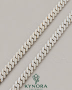 Kynora Jewels 18-inch sterling silver rose gold Miami Cuban link chain with 10mm VVS moissanite diamonds, hiphop jewelry style.