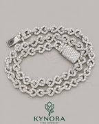 Sterling silver hip-hop chain with 10mm VVS1 moissanite diamonds, infinity design, unisex style by Kynora Jewels