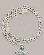 12mm 925 silver Ice Out Cuban Link Chain by Kynora Jewels, full infinity hip-hop chain with detailed links and icy finish.