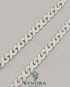 12mm 925 silver Ice Out Full Infinity Cuban Link Chain by Kynora Jewels, showcasing a bold, shiny hip-hop chain design.
