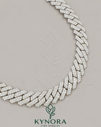 12mm VVS Moissanite diamond Miami Cuban link chain in sterling silver, showcasing the shiny, detailed hip-hop jewelry design.