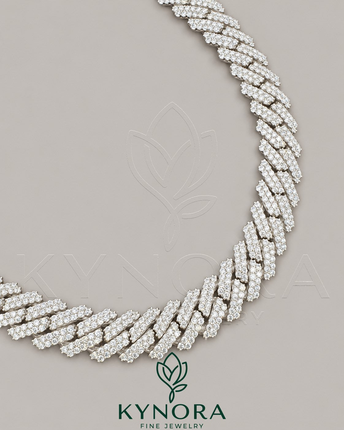 12mm VVS Moissanite diamond Miami Cuban link chain in sterling silver, showcasing the shiny, detailed hip-hop jewelry design.