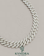 12mm VVS Moissanite diamond Miami Cuban link chain by Kynora Jewels, silver hip-hop chain with bold, sparkling design.