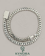 VVS moissanite diamond Miami Cuban link chain in 925 silver, hip-hop jewelry style by Kynora Jewels.