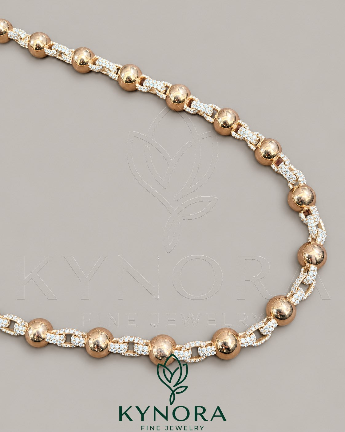 12mm VVS1 Moissanite diamond silver hip hop ball chain for men by Kynora Jewels, featuring clustered ball design and solid 925 silver.