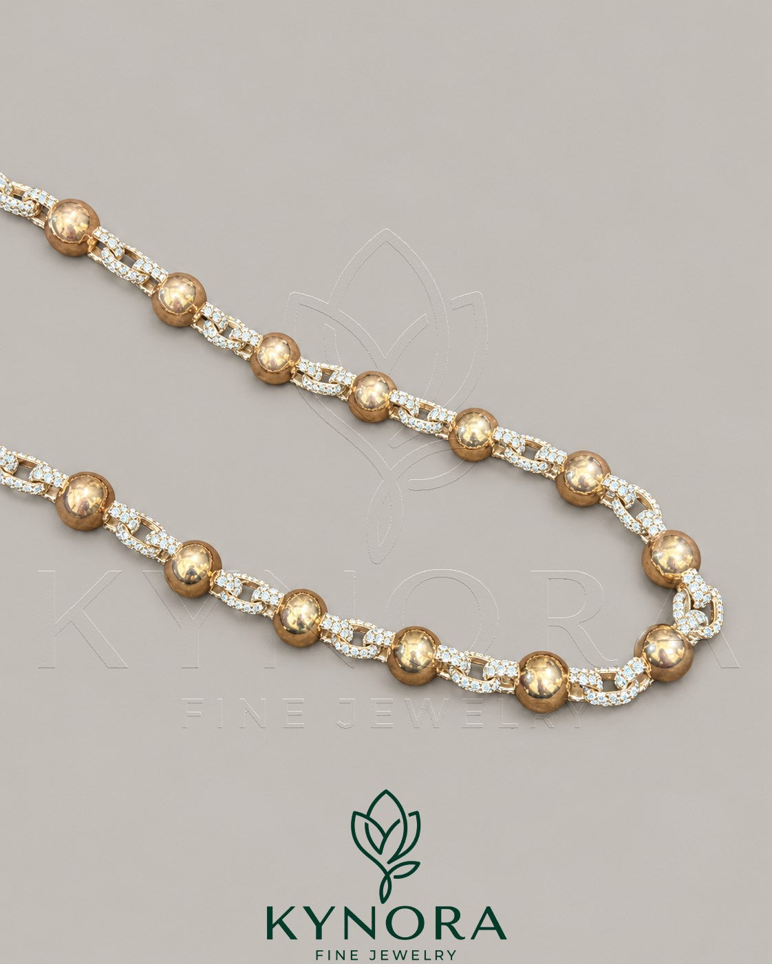 12mm VVS1 Moissanite diamond hip hop chain for men, solid silver clustered ball chain by Kynora Jewels.