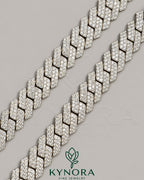 12mm VVS1 Moissanite diamond Miami sterling silver Cuban link chain, hiphop style jewelry by Kynora Jewels