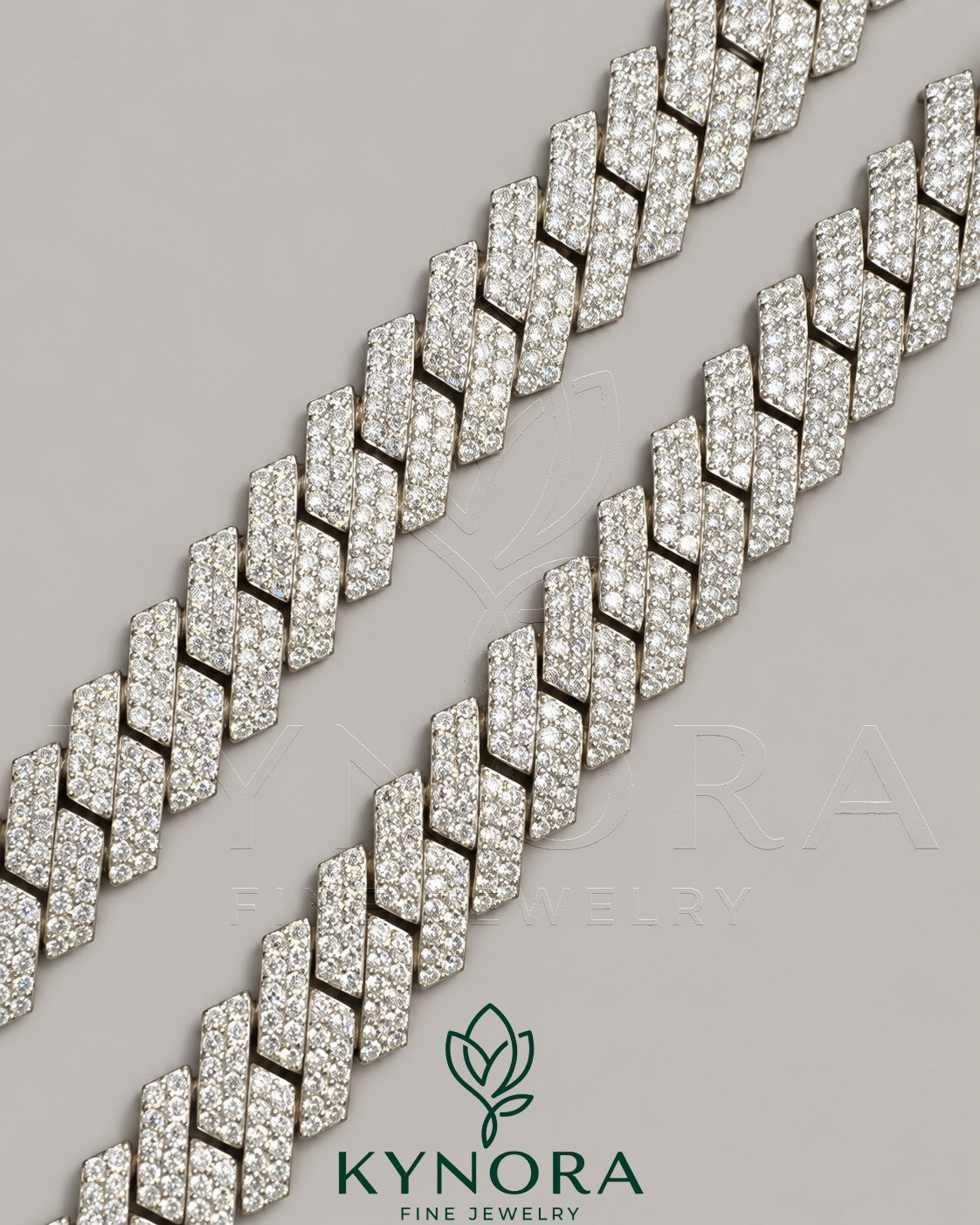 12mm VVS1 Moissanite diamond Miami sterling silver Cuban link chain, hiphop style jewelry by Kynora Jewels