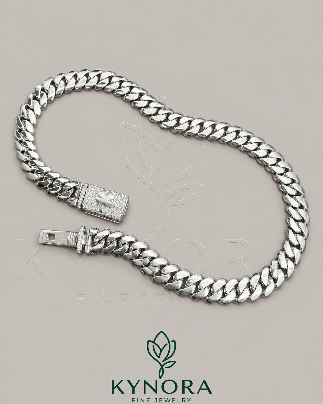 14mm customized Moissanite diamond Miami Cuban chain in 925 sterling silver, hiphop style jewelry by Kynora Jewels Immagine principale del prodotto