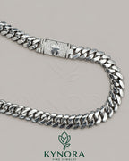14mm customized Moissanite diamond Miami Cuban chain in sterling silver, hip-hop style from Kynora Jewels