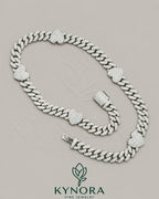 14mm heart-shaped and 10mm Miami Cuban chain in 925 sterling silver, diamond-encrusted hip-hop chain by Kynora Jewels