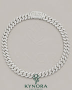 14mm VVS Moissanite Miami Cuban Link Chain in sterling silver, custom lock, hiphop jewelry by Kynora Jewels.