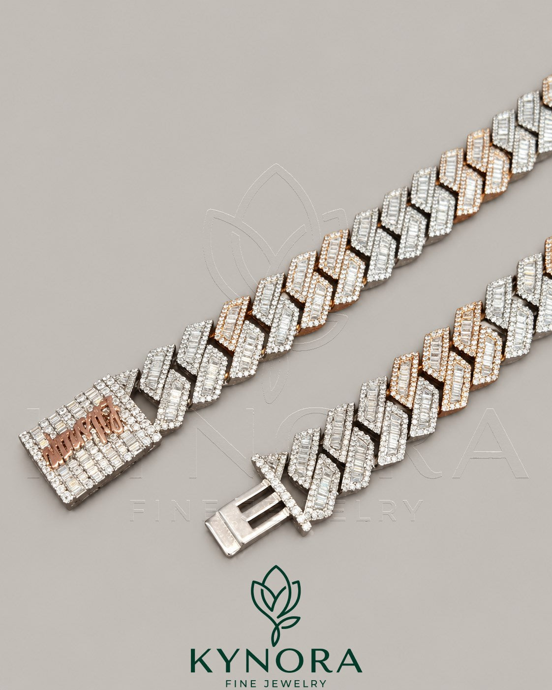 Gold plated 15mm VVS1 moissanite diamond Miami chain necklace in sterling silver, featuring a chunky hip-hop chain design.