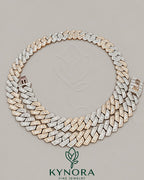 15mm VVS1 moissanite diamond gold-plated sterling silver Miami chain from Kynora Jewels, featuring a bold hip-hop style design.