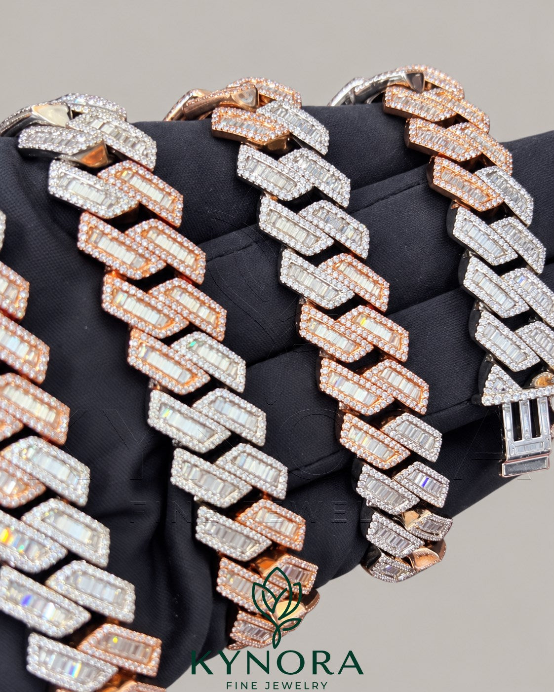 15mm VVS1 moissanite diamond gold-plated sterling silver Miami chain, hiphop jewelry by Kynora Jewels