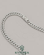 16mm VVS Moissanite diamond Miami Cuban chain in sterling silver, custom hip-hop chain from Kynora Jewels.