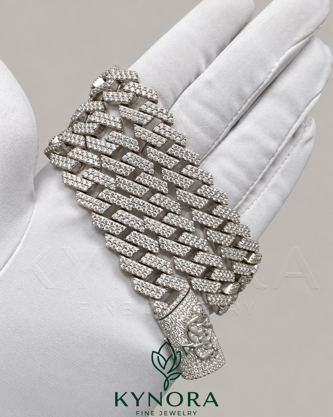 16mm customized VVS Moissanite diamond Miami Cuban chain in sterling silver, hip-hop jewelry by Kynora Jewels