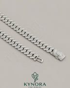 Sterling silver Miami Cuban chain with 16mm VVS moissanite diamond custom claps, hip-hop jewelry by Kynora Jewels