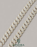 18-inch 16mm VVS Moissanite Miami Cuban chain in 925 silver with rose gold finish, stylish hip-hop jewelry from Kynora Jewels.