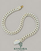 18-inch Kynora Jewels VVS moissanite Miami Cuban chain in 925 silver with rose gold finish, featuring a 16mm Hiphop style necklace.