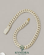 16mm VVS Moissanite Miami Cuban chain necklace in 925 silver with rose gold finish, stylish hip-hop jewelry by Kynora Jewels.