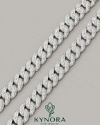 Kynora Jewels 18-inch sterling silver Miami Cuban necklace with 16mm VVS moissanite hiphop chain, custom design.