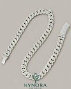 Kynora Jewels 18-inch sterling silver Miami Cuban necklace with 16mm VVS moissanite hiphop chain.