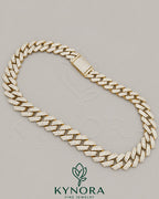 Sterling silver gold Cuban link chain with 16mm VVS1 Moissanite diamond hip-hop style chain by Kynora Jewels