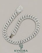 17mm custom VVS1 moissanite diamond Miami Cuban chain by Kynora Jewels, sterling silver hiphop chain with claps.