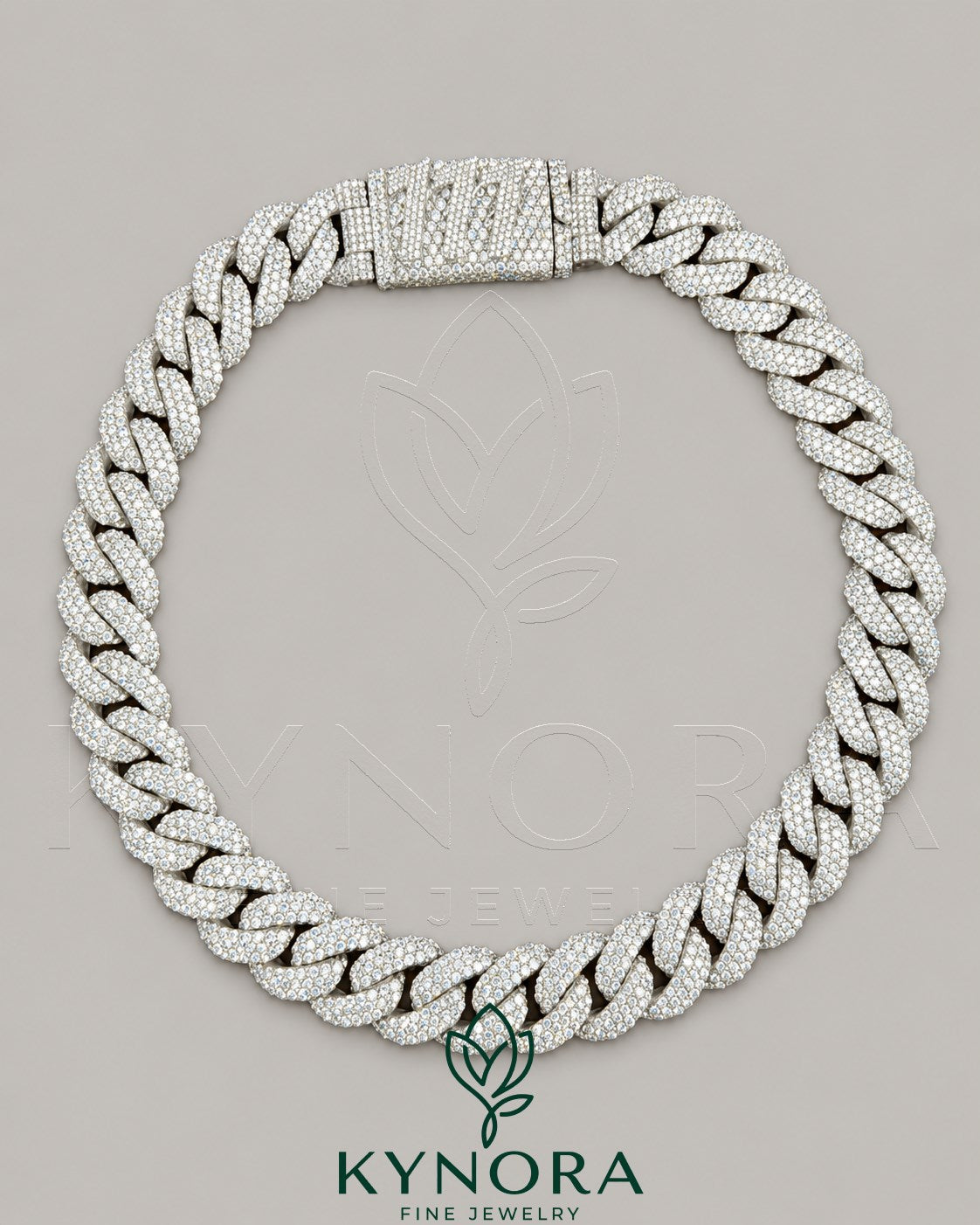20mm VVS1 Moissanite diamond Miami Cuban link chain in 925 sterling silver, hip-hop style jewelry from Kynora Jewels Main image
