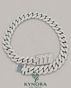 VVS1 Moissanite diamond Miami Cuban link chain in 925 sterling silver, 20mm thick, hip-hop jewelry by Kynora Jewels.