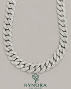 20mm VVS1 Moissanite diamond Miami Cuban link chain in sterling silver, hip-hop style from Kynora Jewels
